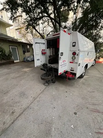 Magnet Plumbing service vehicle on-site for Slab Leak Repair in El Rio
